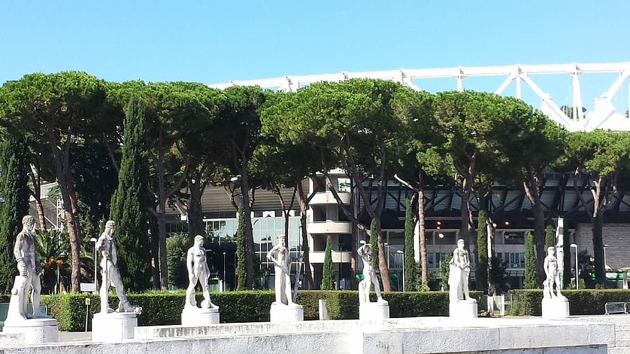 Rome, Stadium, Classic, Modern, Statues, summer, eternal city HD wallpaper