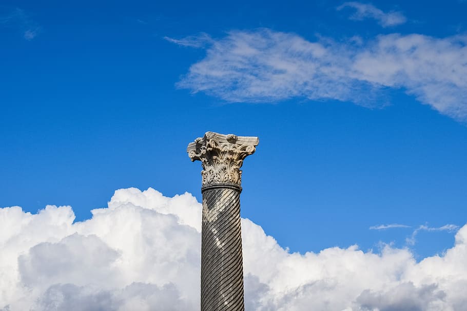 Cyprus, Kourion, Ancient, Column, site, corinthian order, sky, HD wallpaper