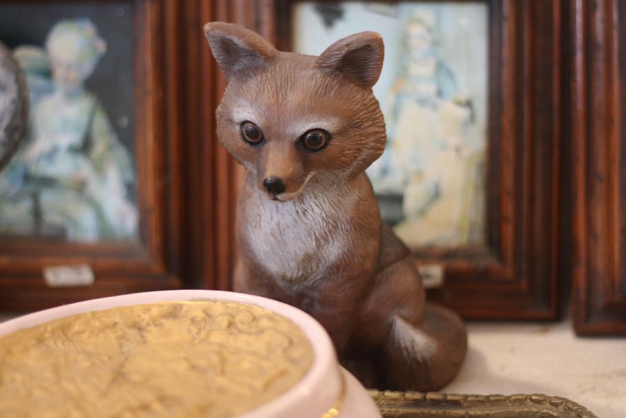 Fox, Doll, Ornament, one animal, indoors, animal themes, pets HD wallpaper