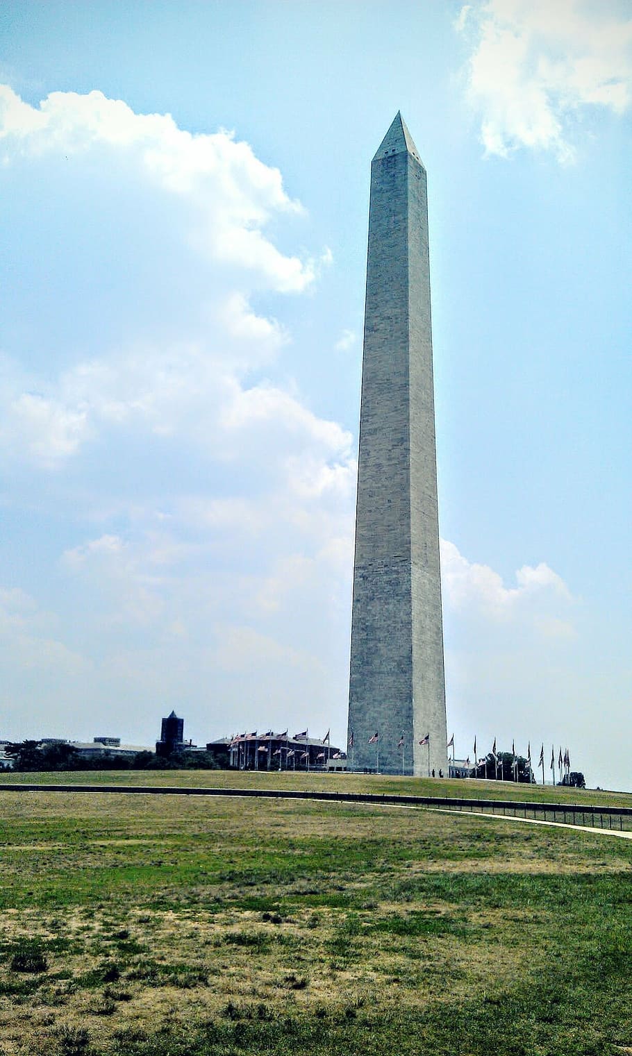 american flags, clouds, grass, lawn, washington monument, tall - high HD wallpaper