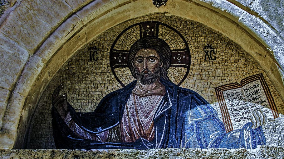 Jesus Christ abstract, lintel, mosaic, monastery, byzantine, medieval, HD wallpaper