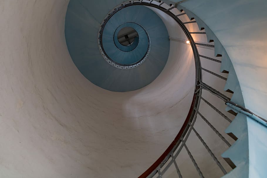 staircase, panoramic, architecture, lighthouse, spiral staircase HD wallpaper