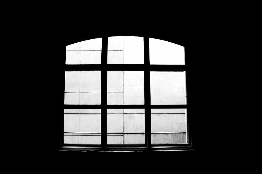 closed black framed glass window, black and white, nine, squares HD wallpaper