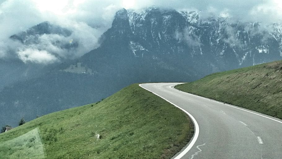 way, bend, landscape, view, tourism, streamer, travel, asphalt HD wallpaper
