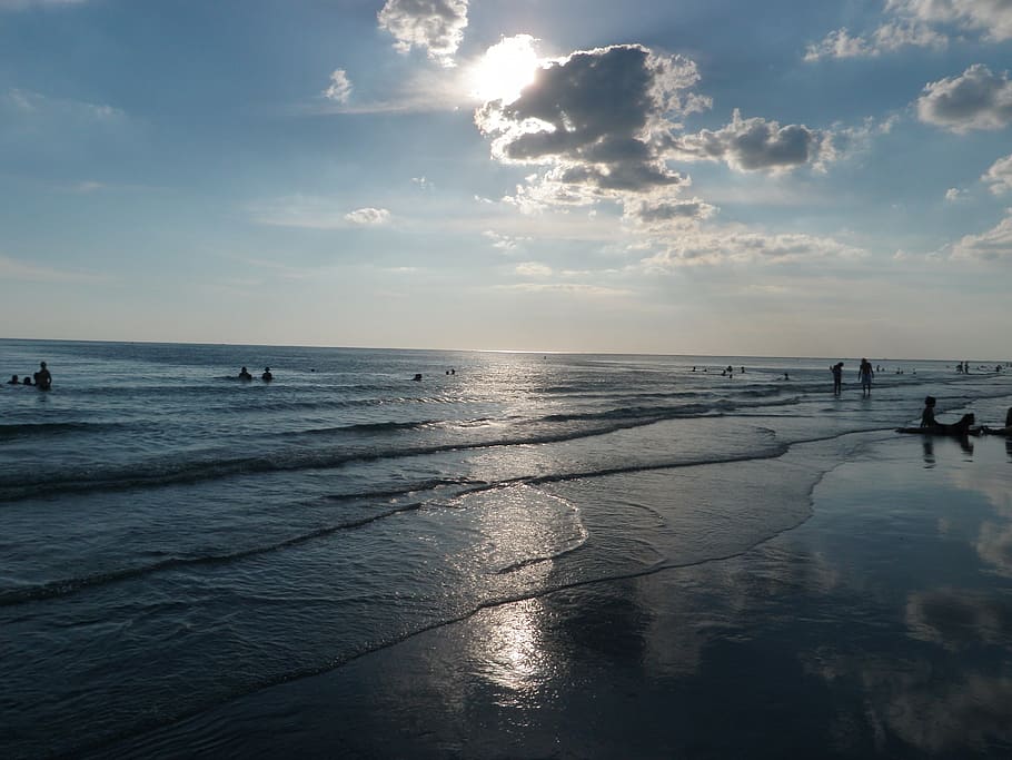 Beach, Sunset, Clouds, Sand, sunset beach, ocean, water, shore HD wallpaper