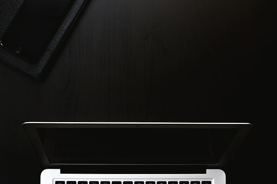iphone, smartphone, dark, laptop, apple devices, computer, contemporary HD wallpaper