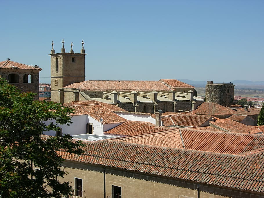 cáceres, rooftop view, heritage, architecture, europe, town HD wallpaper