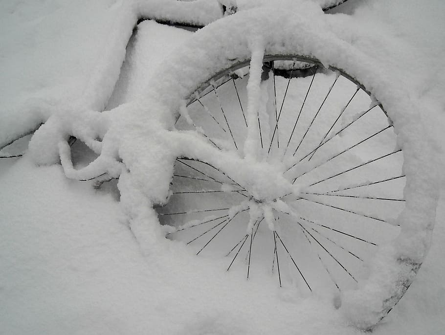 bicycle, snow, winter, cold temperature, frozen, no people HD wallpaper