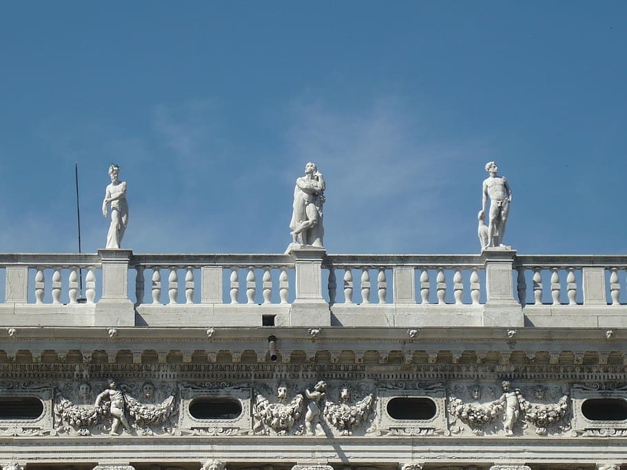 venice, italy, statue, architecture, sculpture, sky, human representation HD wallpaper