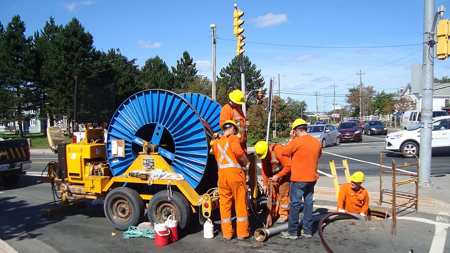 construction, workers, manhole, repair, sewer, transportation HD wallpaper
