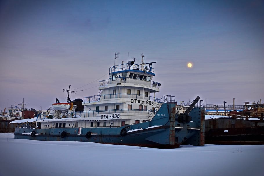 ship, port, wintering, evening, nautical Vessel, sea, harbor HD wallpaper