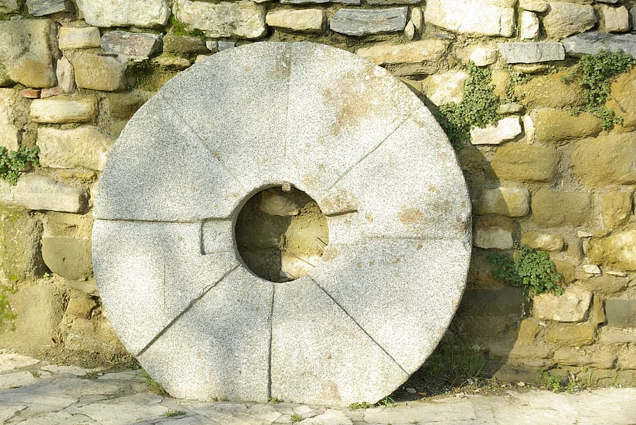 windmill, wheel, flour, old, day, wall - building feature, no people HD wallpaper