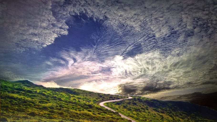 green mountain under cloudy sky during daytime, landscape, horizon HD wallpaper