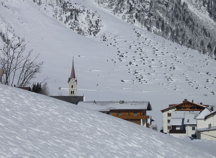 snow, winter, cold, mountain, resort, galtür, cold temperature HD wallpaper