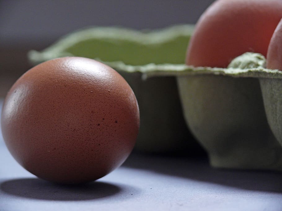 selective focus photography of brown egg, egg carton, chicken eggs