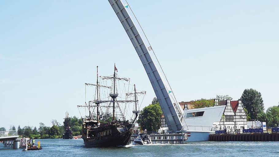 view, panorama, architecture, building, drawbridge, delivery pump HD wallpaper