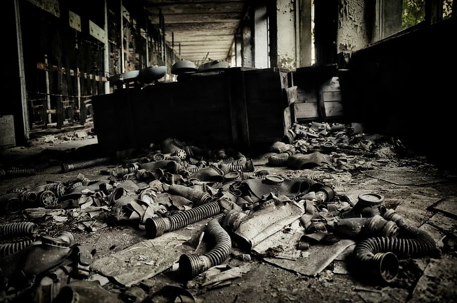 grayscale photo of abandon building, pripyat, chernobyl, abandoned HD wallpaper