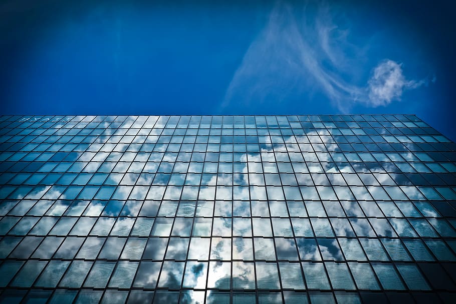worm's eye view of glass high-rise building, architecture, skyscraper HD wallpaper