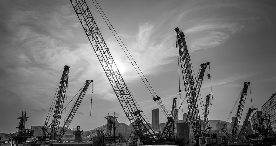 crane, industry, machine, heavy, expression, sky, crane - construction machinery HD wallpaper