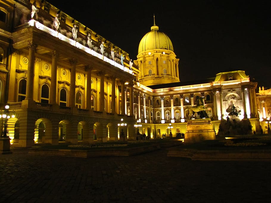 buda, building, in the evening, lighting, illuminations, night HD wallpaper