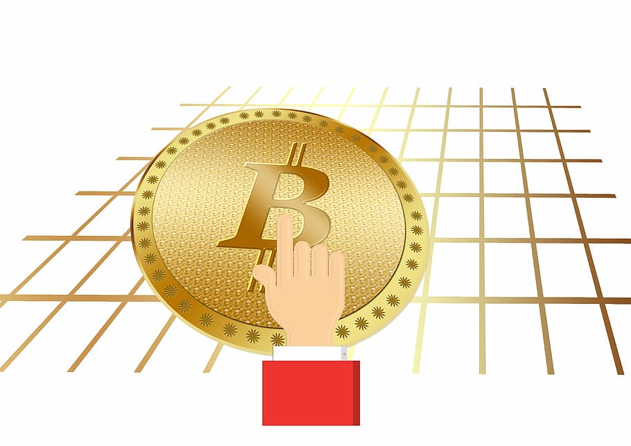Bitcoin illustration, Hand, Finger, Show, Touch, money, electronic money