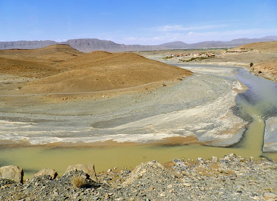morocco, desert, landscape, environment, water, scenics - nature HD wallpaper