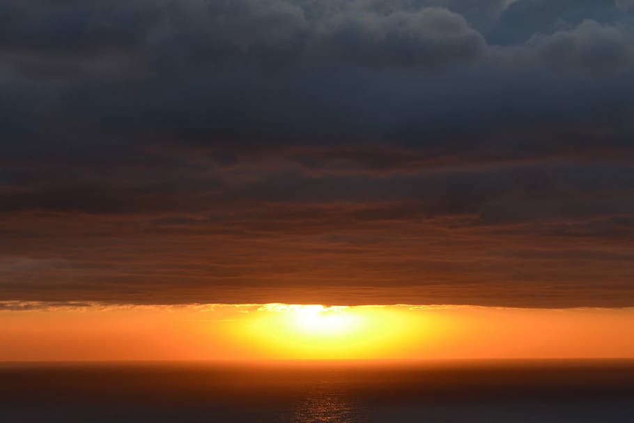 Red, Sky, Sea, Dawn, Nature, Sunrise, sunset, sunrise sky, clouds HD wallpaper