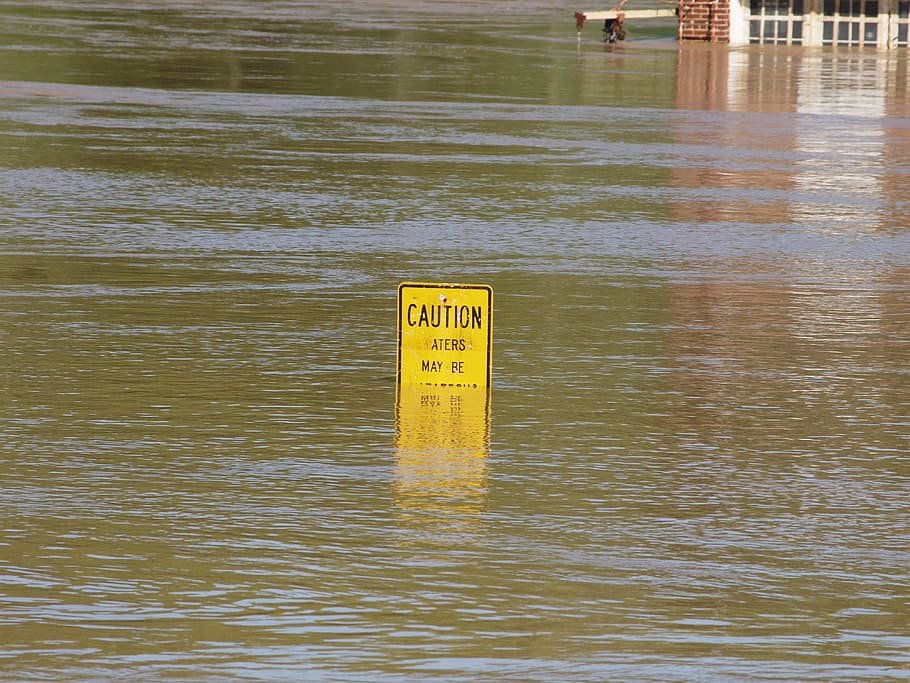 caution signage on body of water, Flood, Tennessee, River, Damage