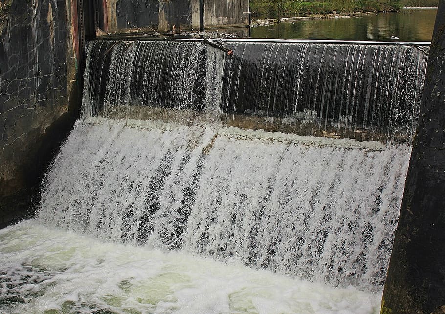 weir, dam, jam system, water, river, lake, building, murmur HD wallpaper