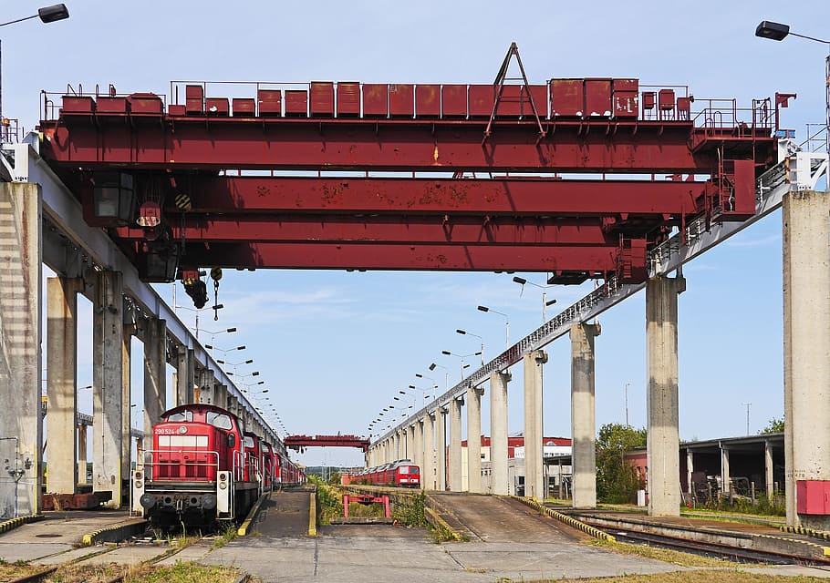 container, portal cranes, bridge cranes, container platform HD wallpaper