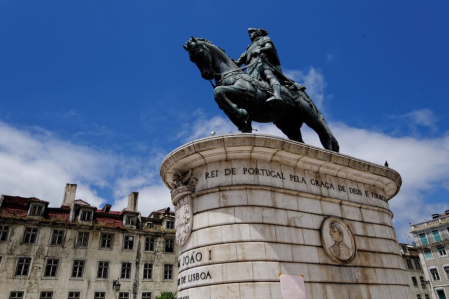Reiter, Statue, Space, Lisbon, Portugal, europe, old town, architecture HD wallpaper