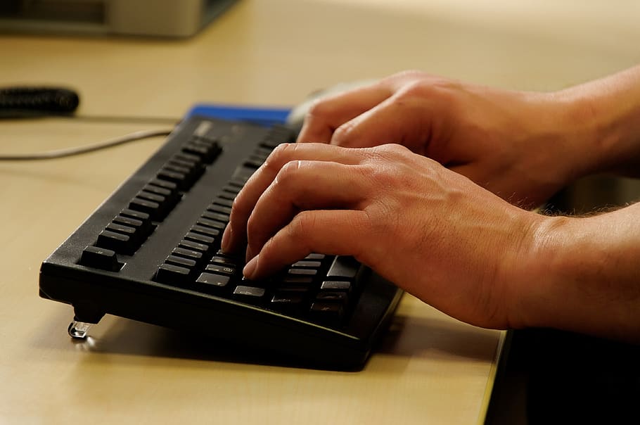 selective focus photo of person typing on black keyboard, tap HD wallpaper