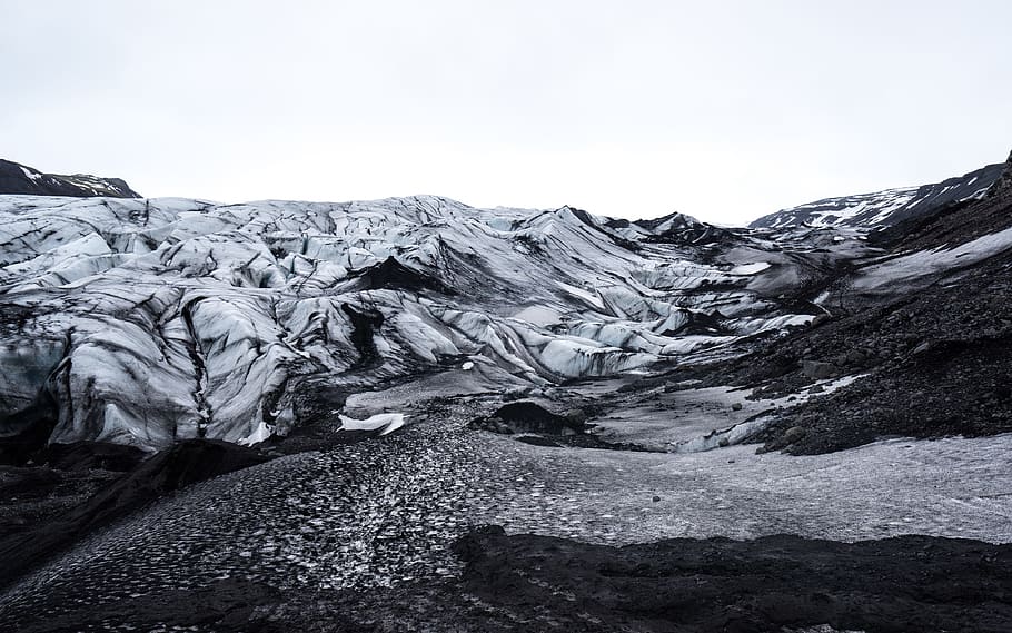 grayscale photo of mountains, photography of Hawaii Volcano National Park HD wallpaper