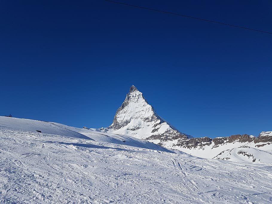 matterhorn, switzerland, toblerone mountain, snow, cold temperature, HD wallpaper