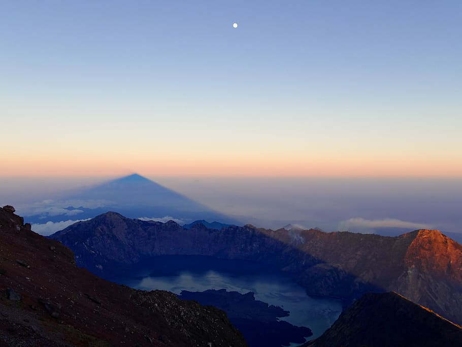 photo of clouds near mountains, landscape, range, full, moon HD wallpaper