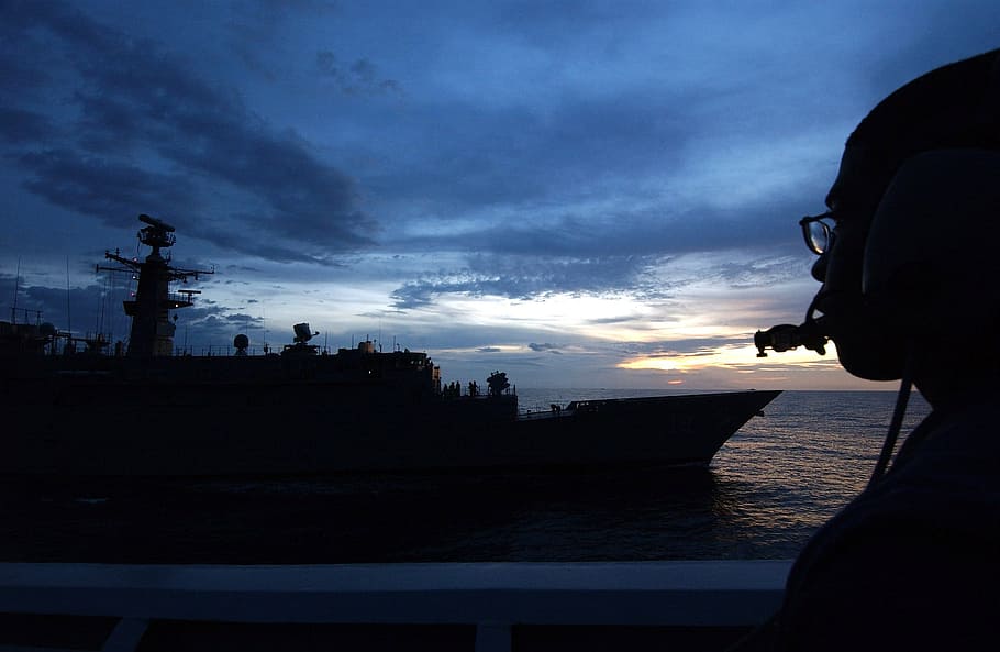 Sky, Clouds, Sea, Ocean, Water, Water, Man, sailor, ships, navy HD wallpaper