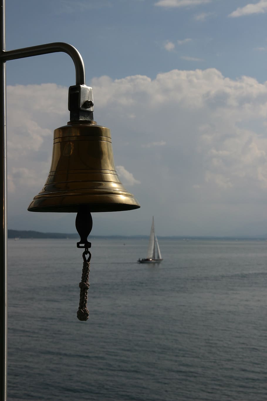 bell, water, ship, summer, sky, sea, horizon over water, cloud - sky HD wallpaper