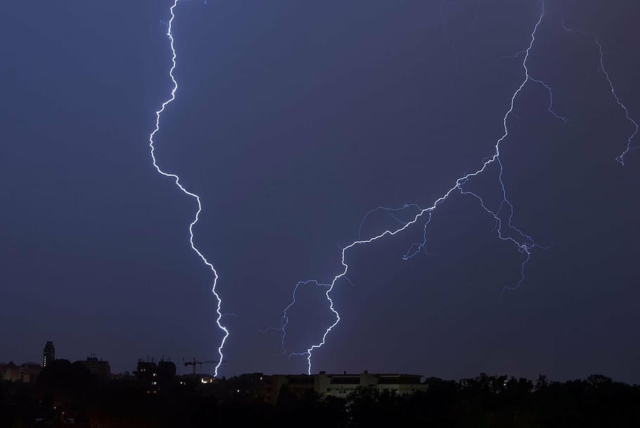 photography of thunder strikes, flashes, night, weather, thunderstorm HD wallpaper