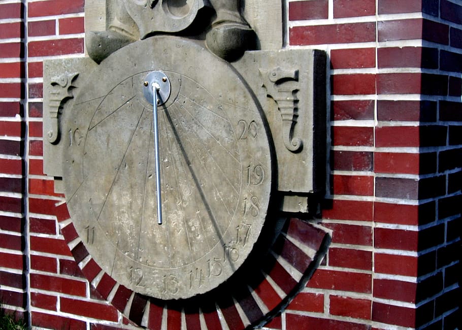 sundial, time of, pointer, old, clock, late, brick, brick wall HD wallpaper