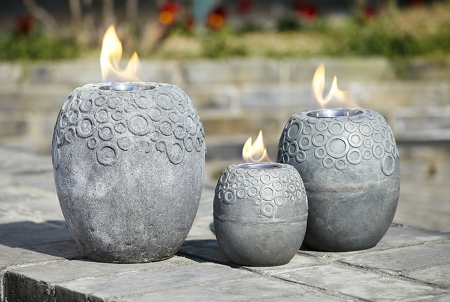 selective focus photography of vase candle holders, brazier HD wallpaper