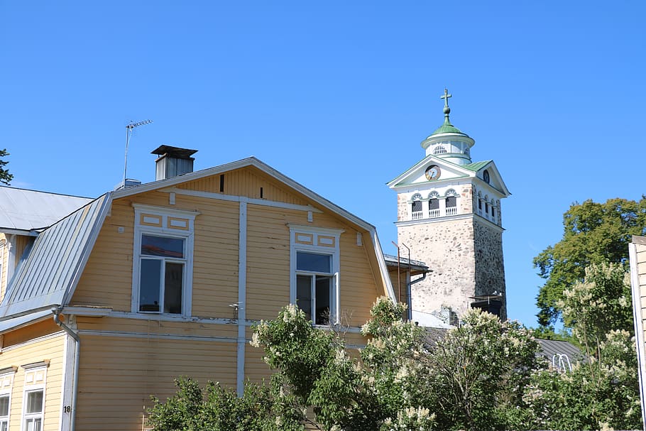 finnish, oak island, church, the old house, summer, tourism, HD wallpaper
