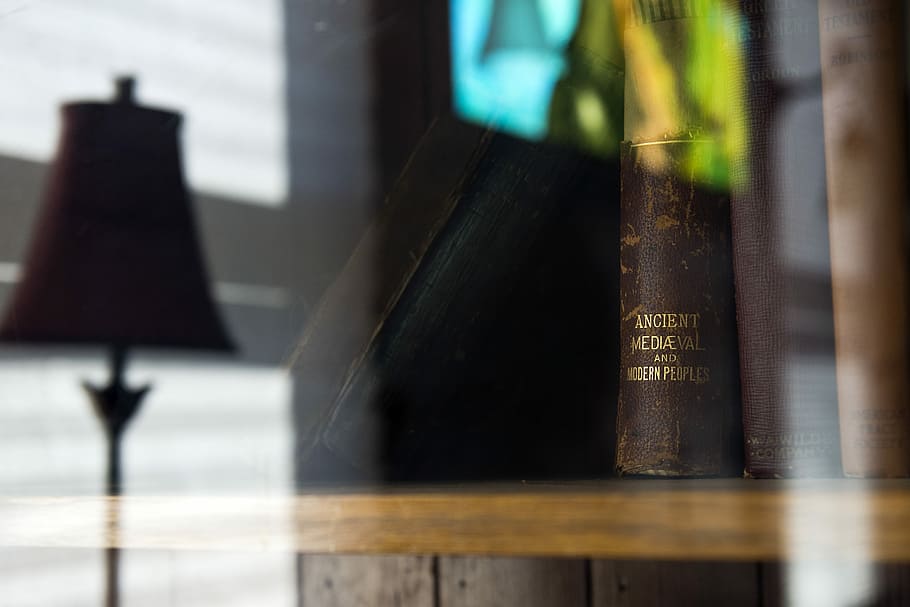 brown Ancient Medieval and Modern People book on shelf, photo of brown Ancient Vedueal book HD wallpaper