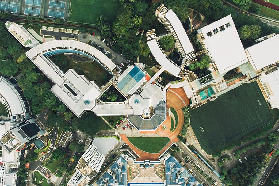 aerial photography of buildings, aerial shot of buildings during daytime HD wallpaper