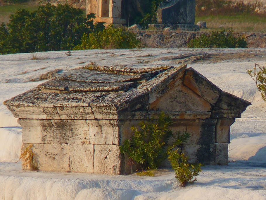 pamukkale, sarcophagus, tomb, sinterterrasse, ancient, architecture, HD wallpaper