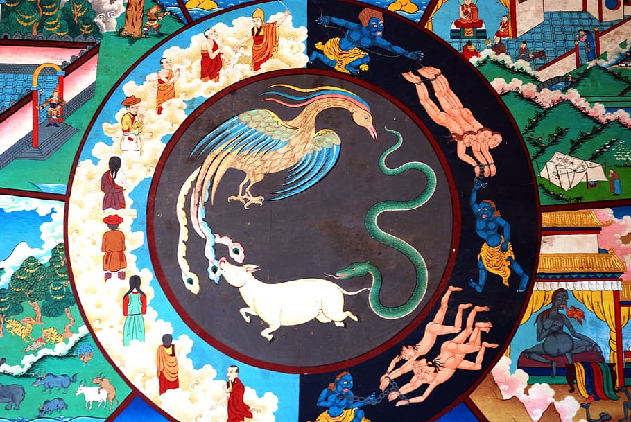 nepal, buddhism, wheel, art and craft, creativity, multi colored HD wallpaper