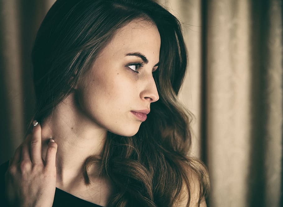brown haired woman photography, portrait, model, girl, view HD wallpaper