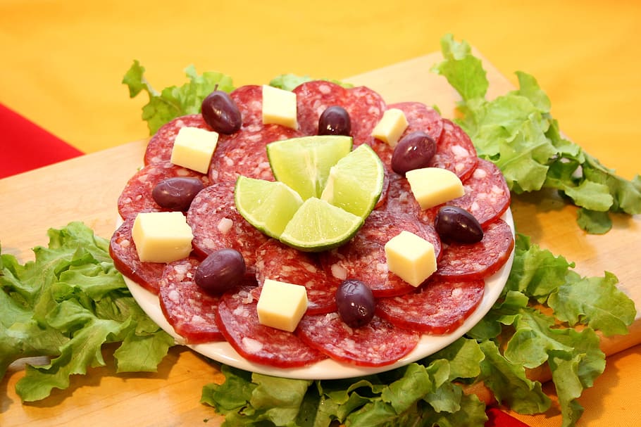 salami, entry, olive, strip taste, snack, food and drink, fruit HD wallpaper