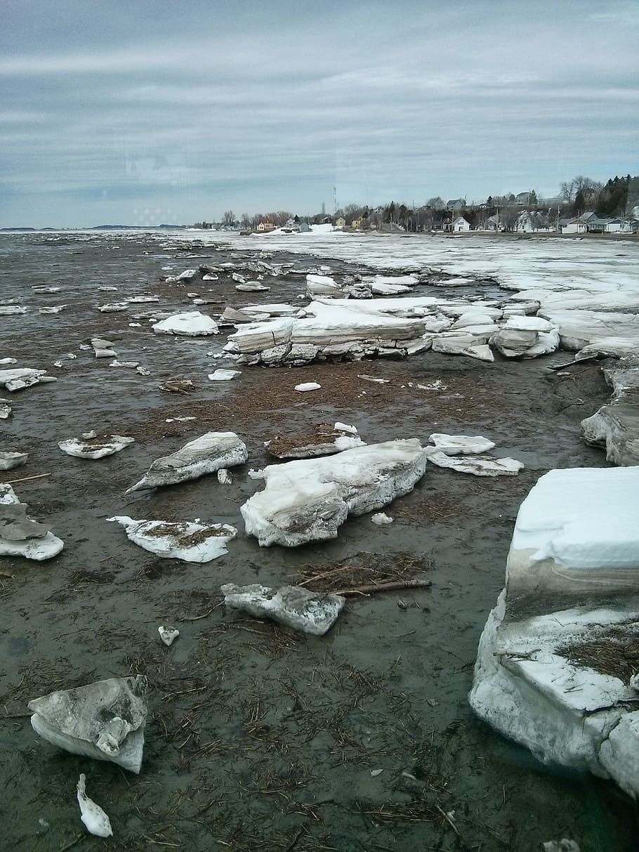 melting of snow, ice, st lawrence river, water, cold temperature