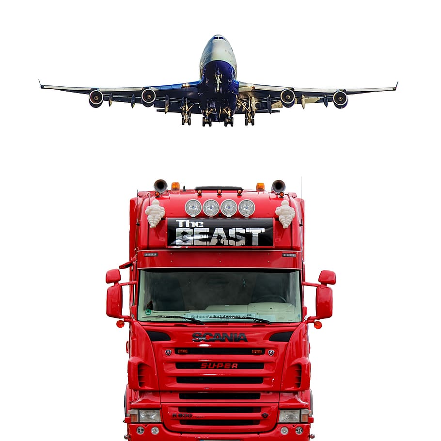 truck, plane, transportation, cargo, shipping, business, delivery