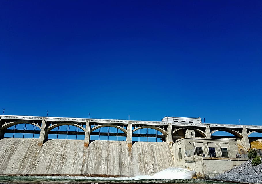Dam, Sky, Blue, Concrete, bridge - man made structure, engineering HD wallpaper